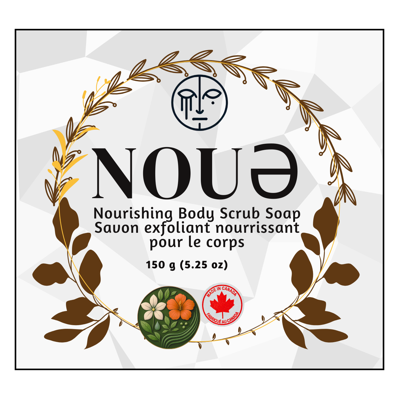 NOUE body scrub soap with exfoliating texture