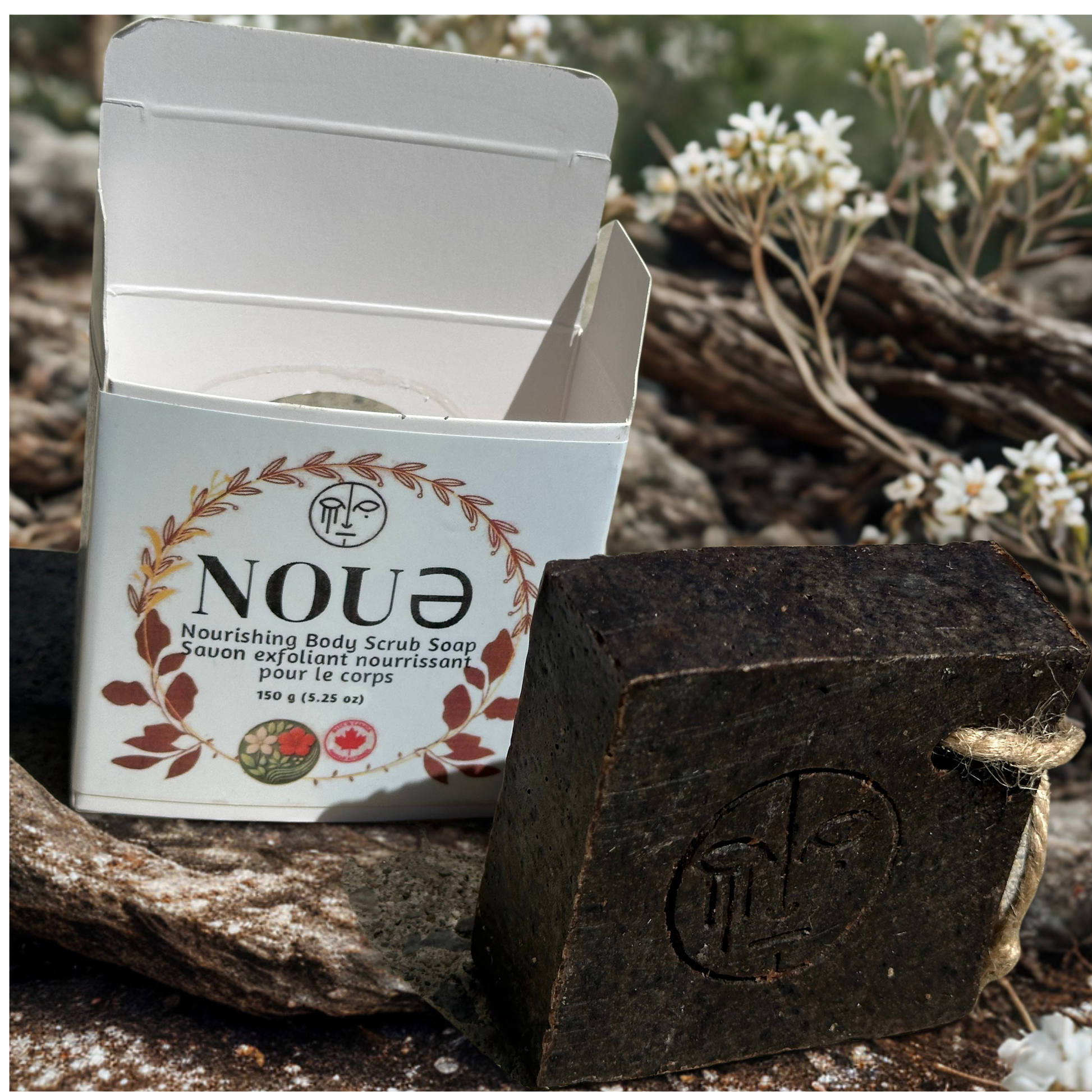 Handmade exfoliating body soap with plant oils